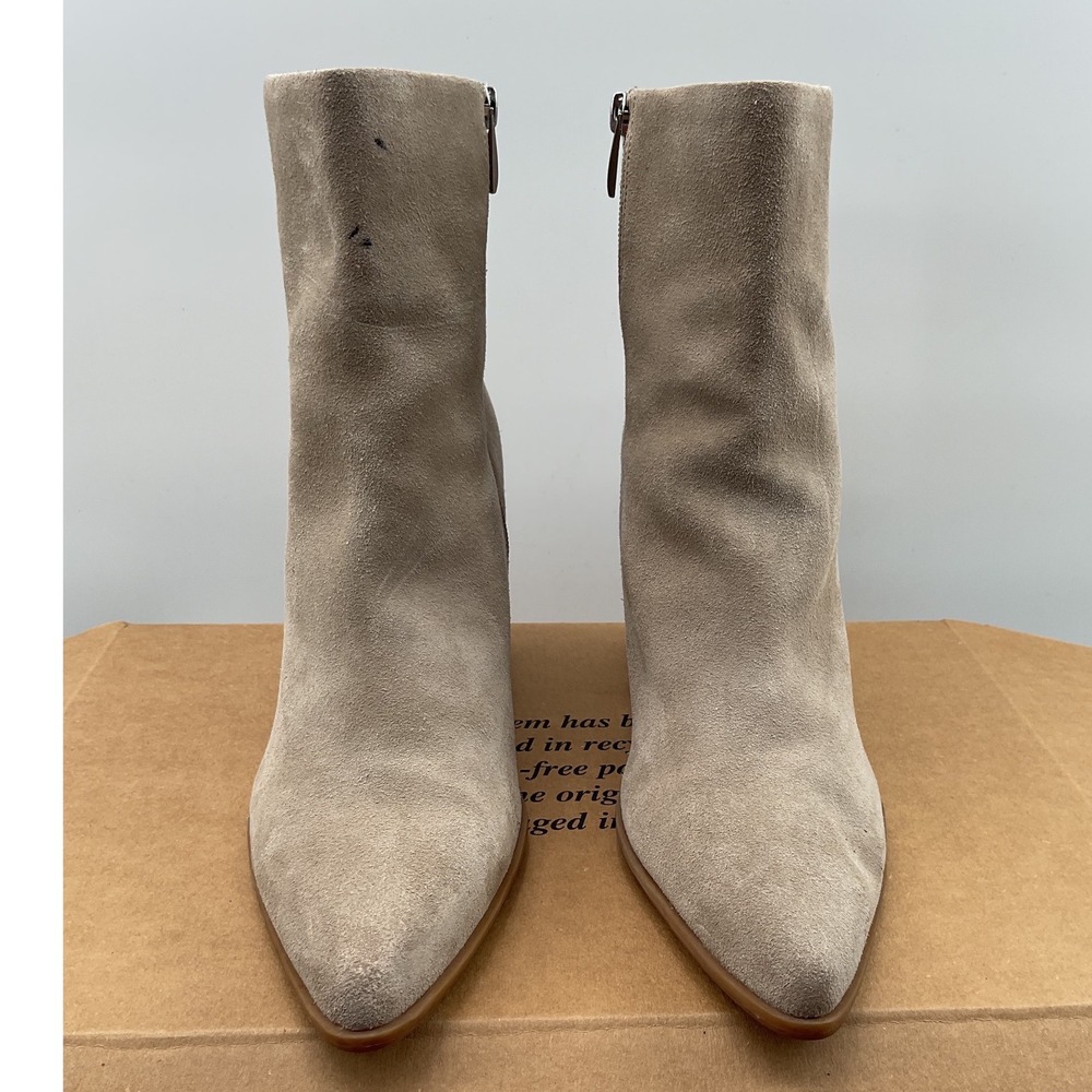 Nordstrom Franka-Lea Tan Suede Pointed Toe Block Heel Ankle Boots 9.5M